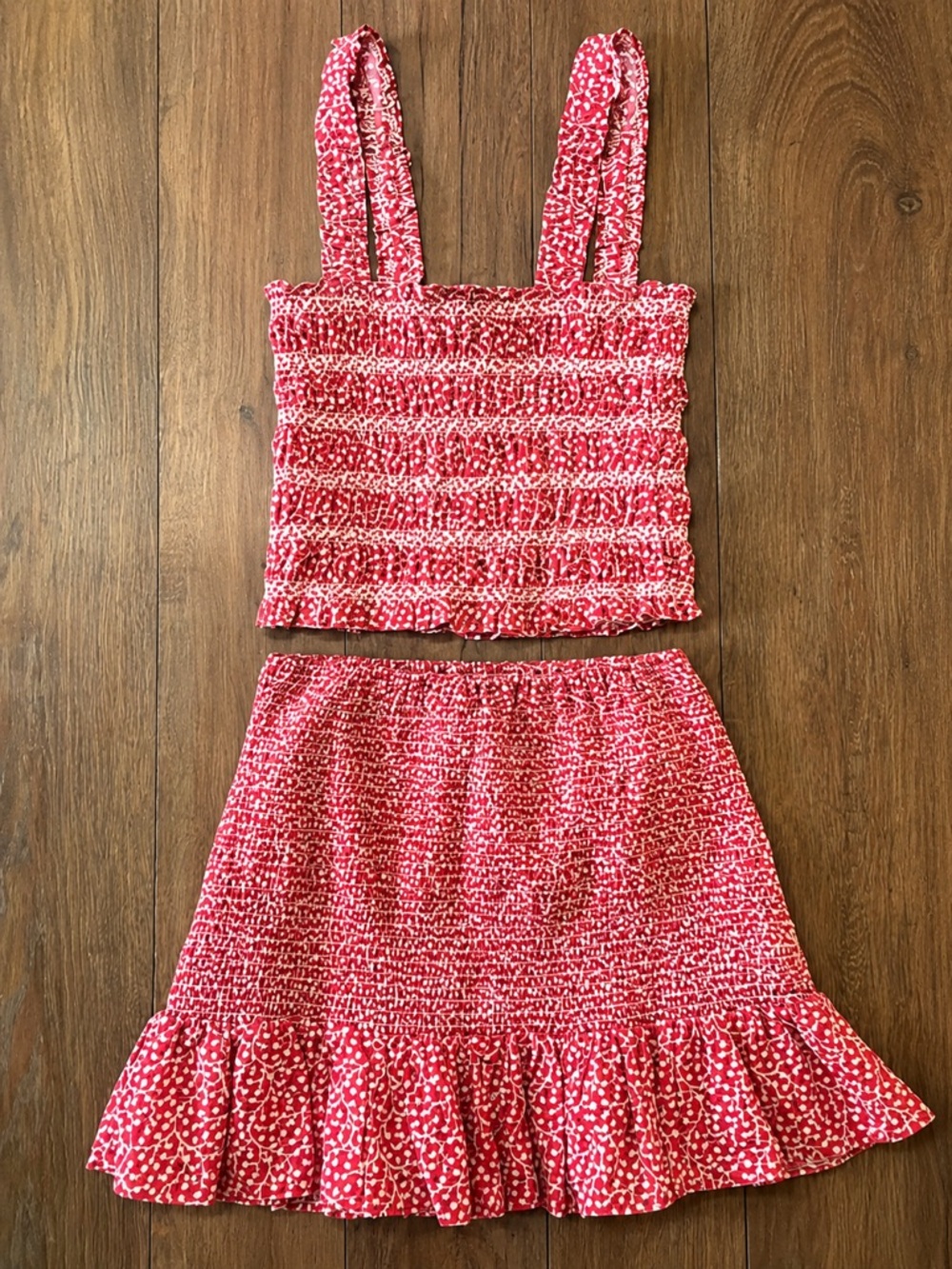 NEW French Connection Elad Rhodes Hibiscus Multi Ruched Top & Mini Skirt